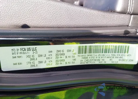 2015 Dodge Durango Limited z USA, uszkodzony, nr VIN 1C4RDJDG7FC801850